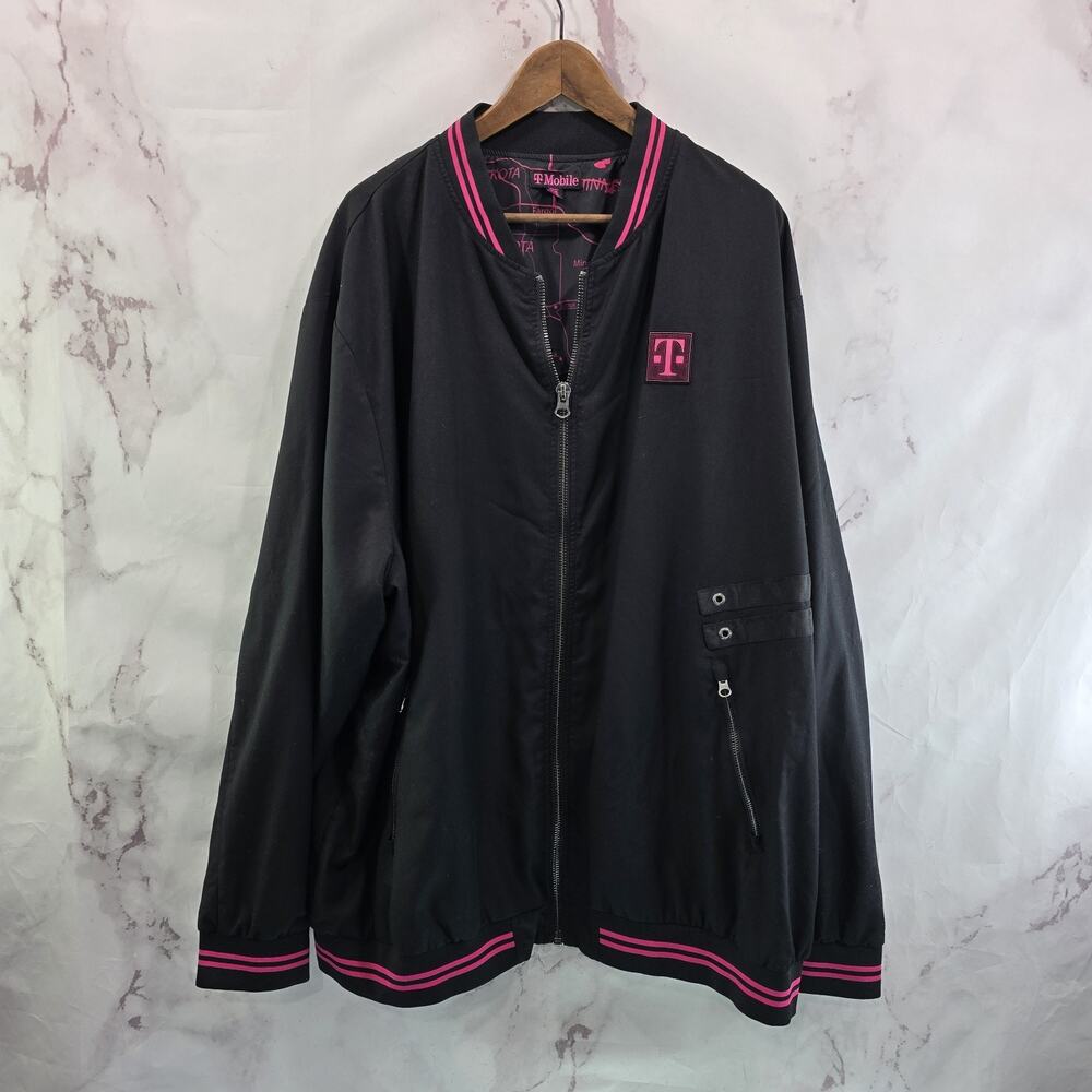 T Mobile Jacket Size 4X Black Pink Bomber Full Zip Varsity Employee Merch